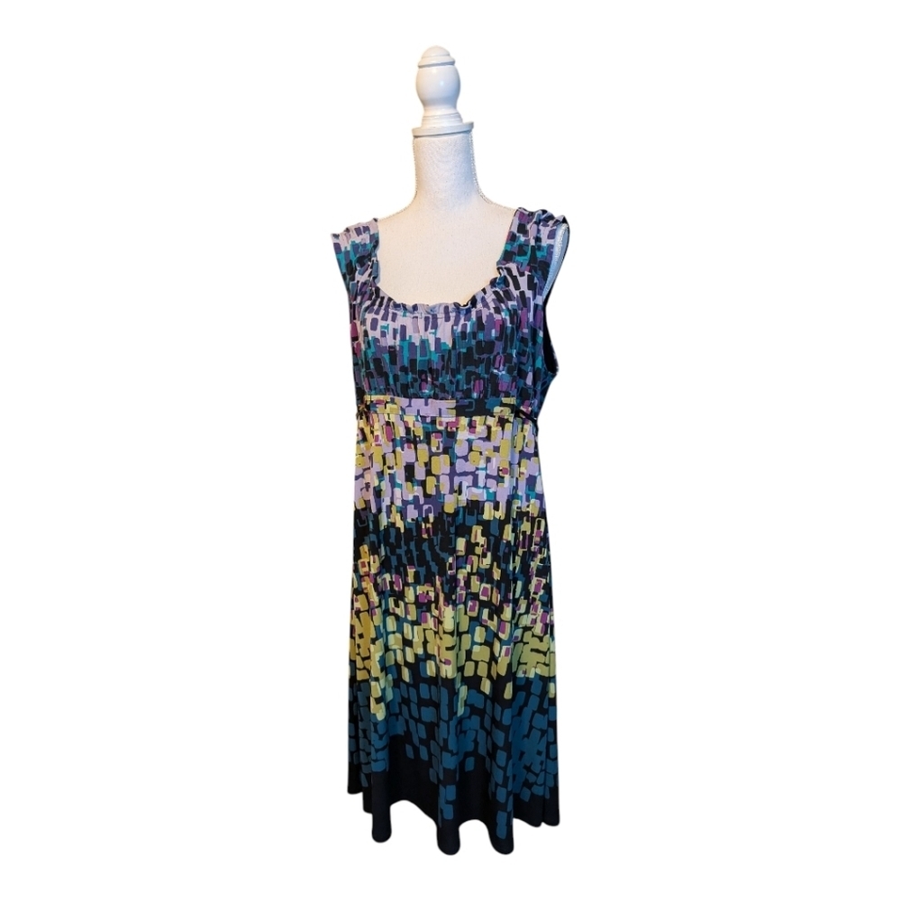 Liz Claiborne Axcess Dress Multicolor Abstract SZ XL